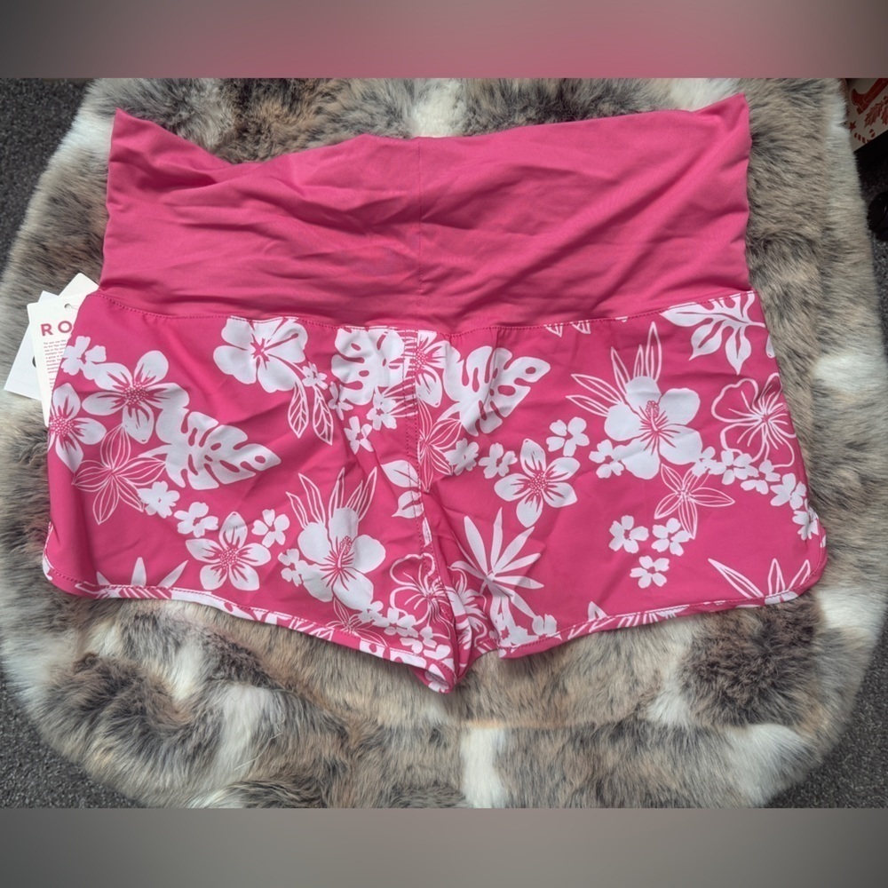 NWT Roxy Size Large Board Short Pink Hibiscus Print - Picture 3 of 5